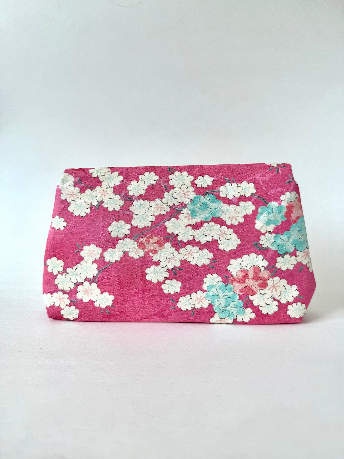 Backside of kimono silk with cherry blossom motif clutch