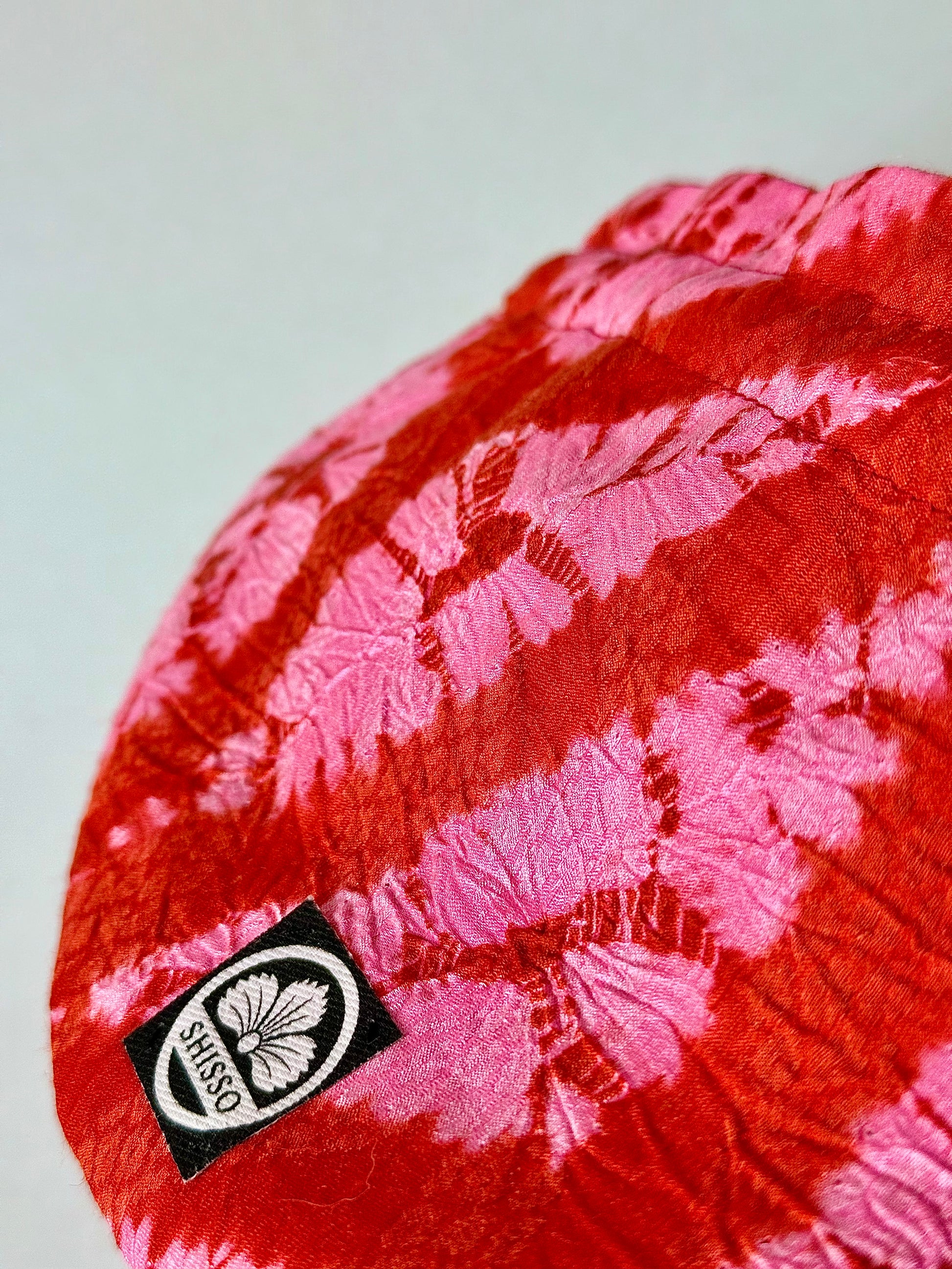 close up showing ripple texture in shibori kimono silk 