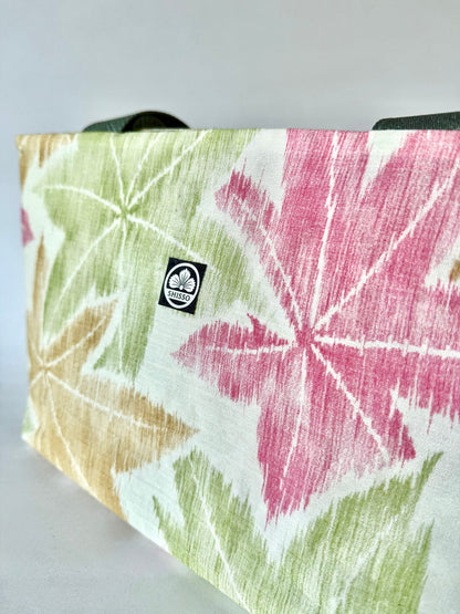 Close up front view of woven texture of kimono silk 